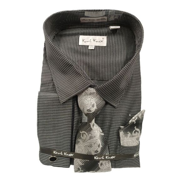 MEN'S KARL KNOX "X-SIZE" 22 1/2 X 37-38 BLACK-GREY BOX SQUARE COMBO SET. SX4475. - Picture 2 of 5